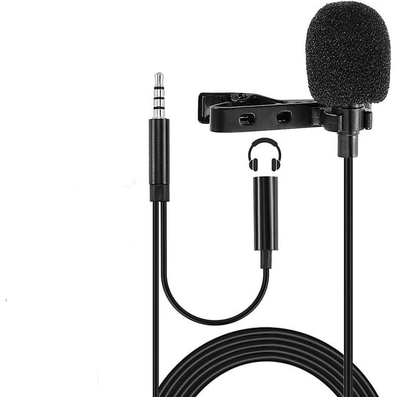 Amerteer Lavalier Lapel Microphone with 3.5mm Earphone Jack and USB Adapter,Professional Omnidirectional Mini Clip on MIC,for PC,Smartphone,YouTube,Facebook,TikTok