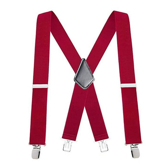 Amerteer Mens Suspenders X-Back 2" Wide Adjustable Solid Straight Clip Suspenders with Heavy Duty Clip for Work Pants