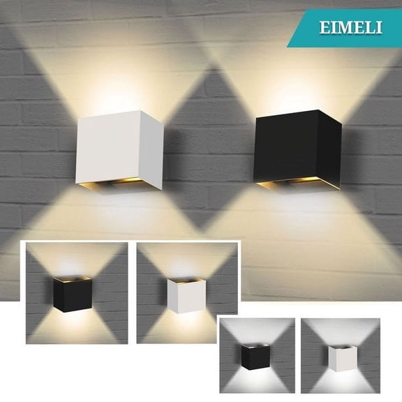 Amerteer Modern LED Wall Sconce Dimmable Up Down Wall Lamp Black Bedroom Wall Sconces 12W Hallway Wall Mounted Lighting Fixtures for Stair Living Room