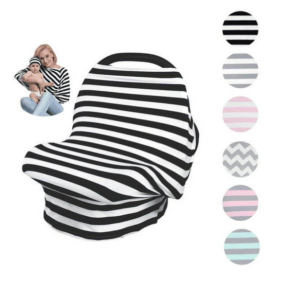 Amerteer Nursing Cover, Car Seat Canopy, Shopping Cart, High Chair, Stroller and Carseat Covers for Baby Girls- Best Stretchy Infinity Scarf and Shawl- Multi Use Breastfeeding Cove