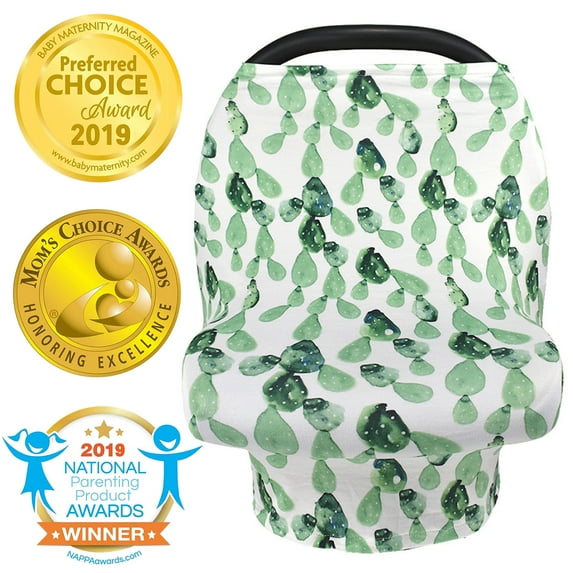 Amerteer Nursing Cover Carseat Canopy - Baby Breastfeeding Cover, Car Seat Covers for Babies, Multi Use Nursing Scarf, Infant Stroller Cover, Boys and Girls Best Gifts-Cactus