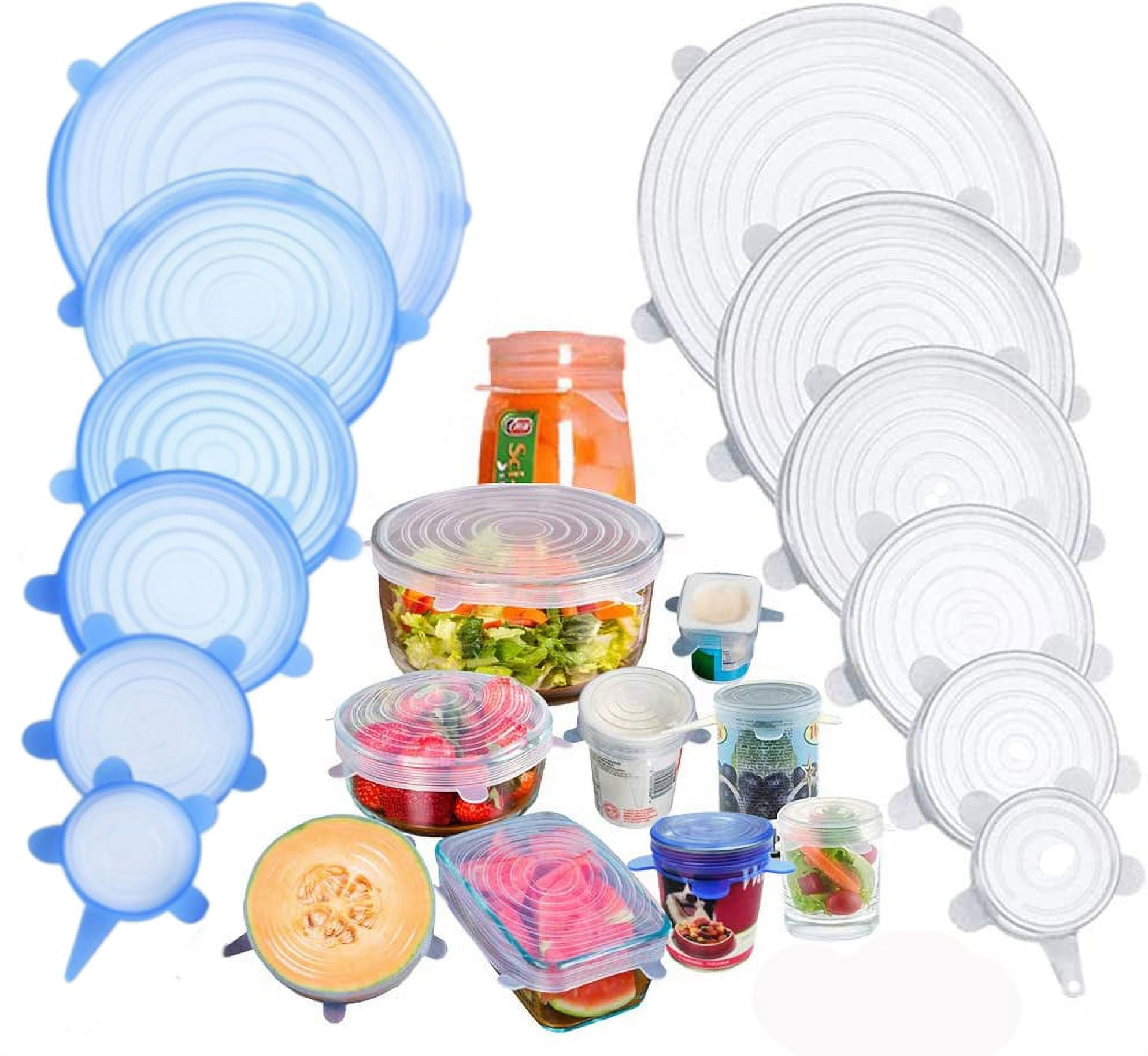 Amerteer Pack 12 Silicone Stretch Lids | BPA-Free Stretchable Round and ...