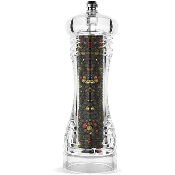 Amerteer Pepper Grinder/Salt Mill - Acrylic Pepper Mill Transparent, Adjsutable Grinder with Ceramic Grinding Blades, Adjustable Coarseness