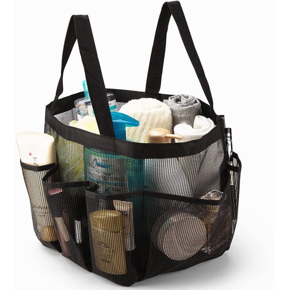 Amerteer Portable Mesh Shower Caddy, Quick Dry Shower Tote Hanging Bath & Toiletry Organizer Bag, Double Handles for College Dorm, Travel, Gym & Camping