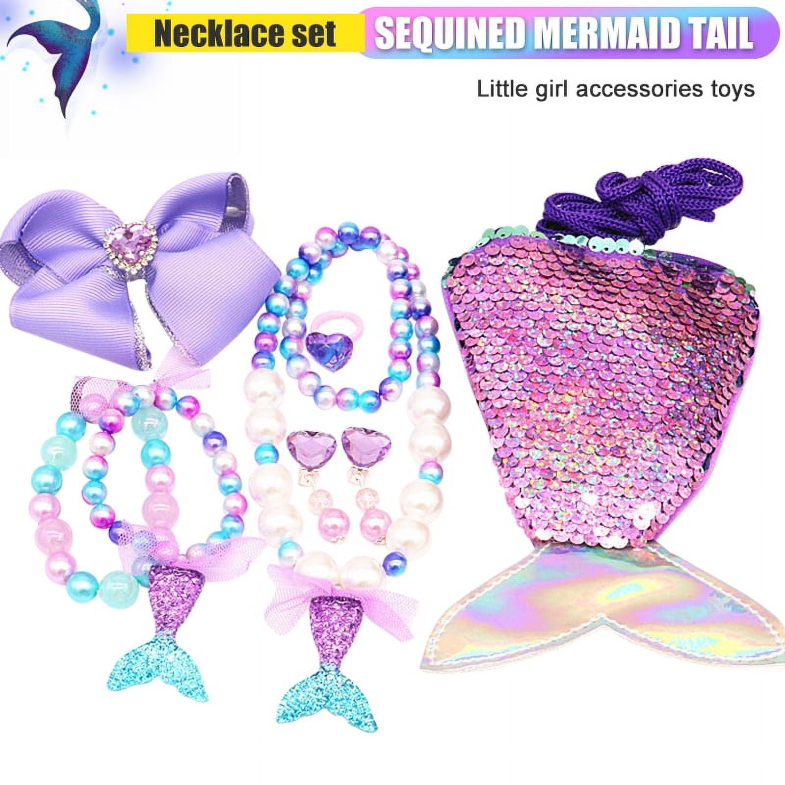 Amerteer Princess Jewelry Set,Girls Mermaid Handbag Necklace Bracelet ...