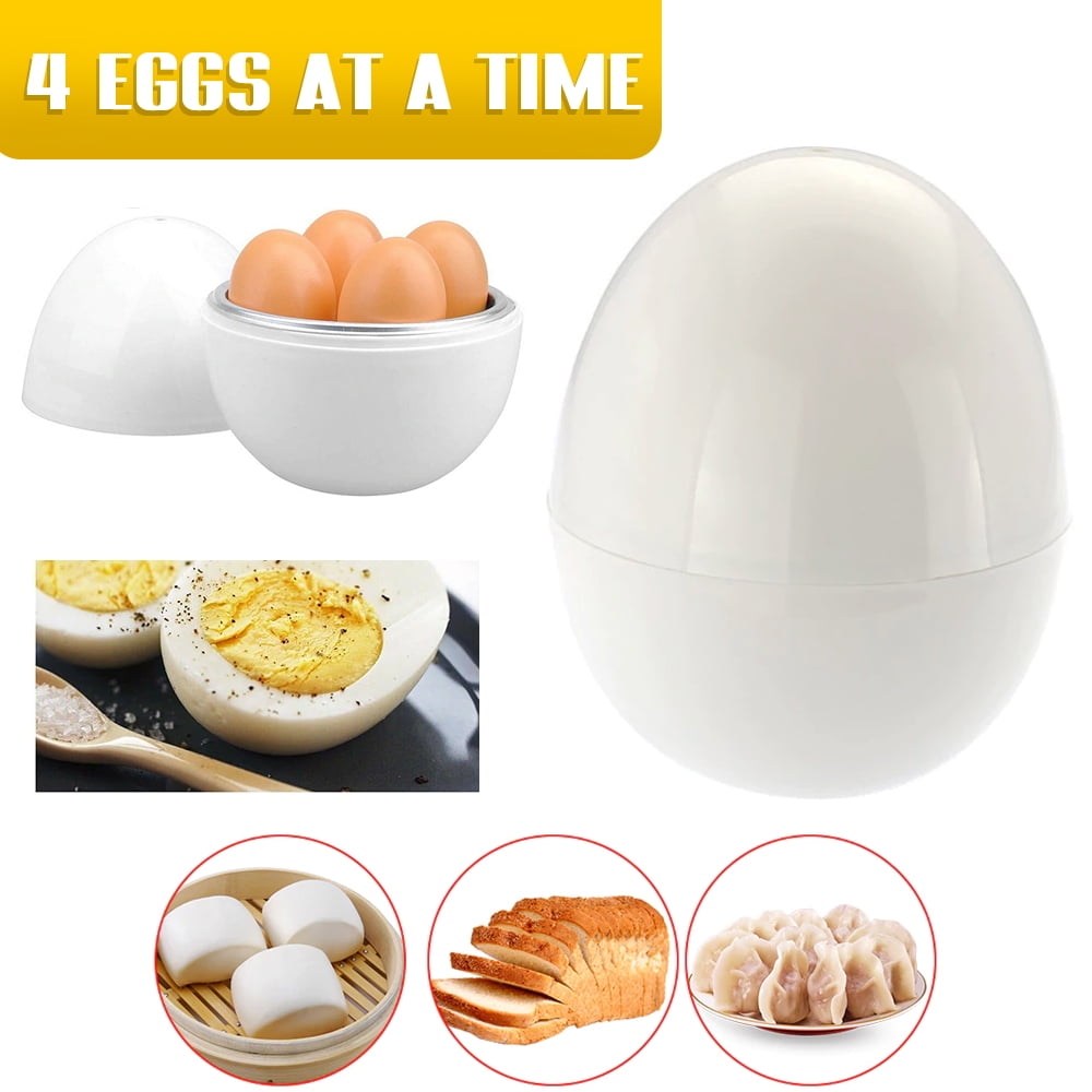 Amerteer Rapid Egg Cooker Electric Egg Boiler Maker Omelet Soft Medium Hard Boiled Cooker 4 Egg Capacity Egg Poacher With Egg Cutter Cleaning Brush