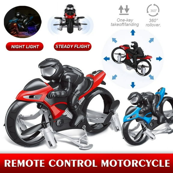 Amerteer Rc Cars,Flying Motorcycle RC Drone Land Air Motorcycle Aircraft Remote Control Four-axis Drone 360 °Stunt Roll Racing Motorcycle Kids Flying Toys 2.4G RC Drone for Children, Boys Girls