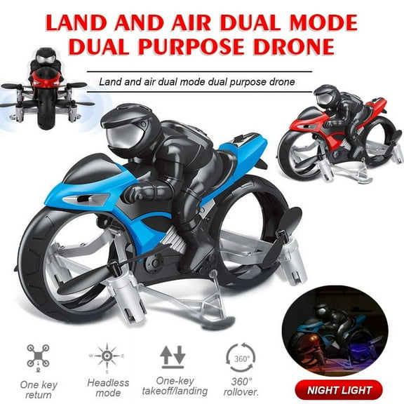 Amerteer Rc Cars, Flying Motorcycle Rc Car Racing 2-in-1 Land/Air Mode One Key Switch Flying Motorcycle 2.4G RC Drone Quadcopter Kids Flying Toys Fly Gift for Children, Boys and Girls Best Gifts