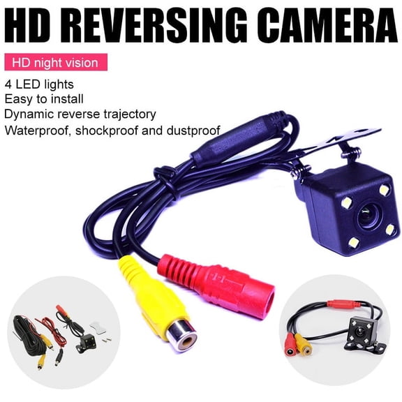 Amerteer Reverse Camera, CCD HD Rear View Camera 170 IP67 Waterproof Reversing Assistance Backup Camera Rear View Monitoring-4 LED