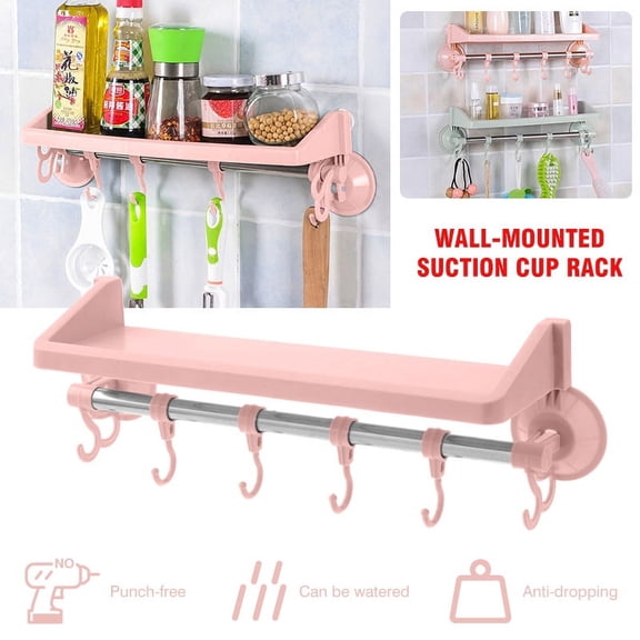 Amerteer Shower Caddy Basket with Hooks Soap Dish Holder Shelf for Shampoo Conditioner Bathroom Kitchen Rack Storage Organizer Adhesive No Drilling