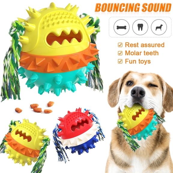Amerteer Squeaky Dog Toys for Aggressive Chewers: Rubber Puppy Chew Ball with Squeaker, Almost Indestructible and Durable Pet Toy for Medium and Large Breed