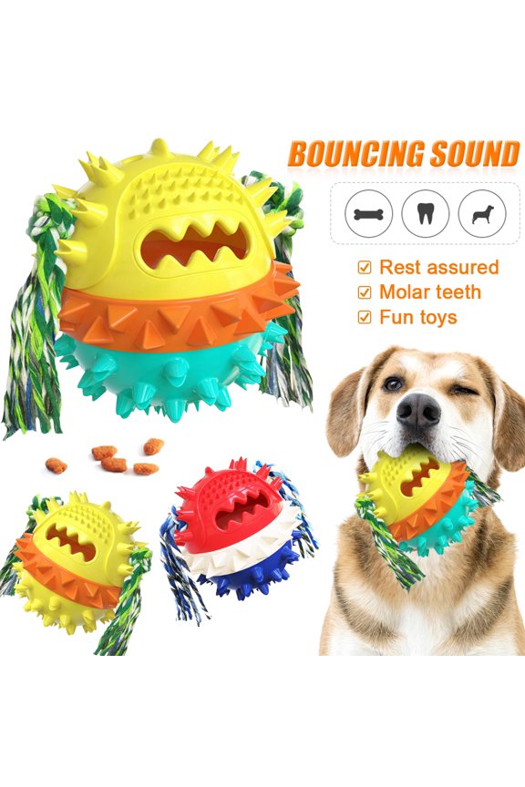Squeaky Dog Toys for Aggressive Chewers: Rubber Puppy Chew Ball with Squeaker, Almost Indestructible and Durable Pet Toy for Medium and Large Breed