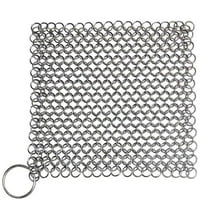 Amerteer Stainless Steel Cast Iron Skillet Cleaner Chainmail Cleaning Scrubber for Cast Iron Pan,Pre-Seasoned Pan,Griddle Pans, BBQ Grills and More Pot Cookware-Square 6x6 Inch