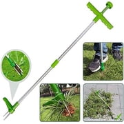 Amerteer Stand-Up Weeder and Root Removal Tool with 3 Stainless Steel Claws, 39" Long Reinforced Aluminum Alloy Pole Manual Ruderal Remover Weed Puller Hand Tool with High Strength Foot Pedal