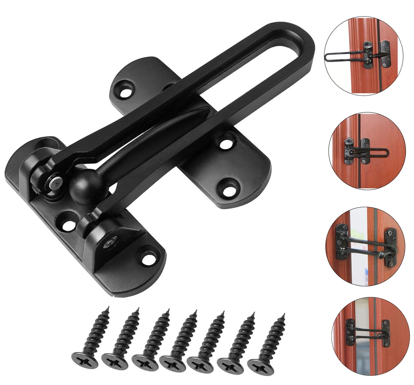 Amerteer Swing Bar Door Lock - Home Security Door Lock, Home Reinforcement Lock for Swing-in Doors, Thicken Solid Zinc Alloy Reinforcement Lock, Black