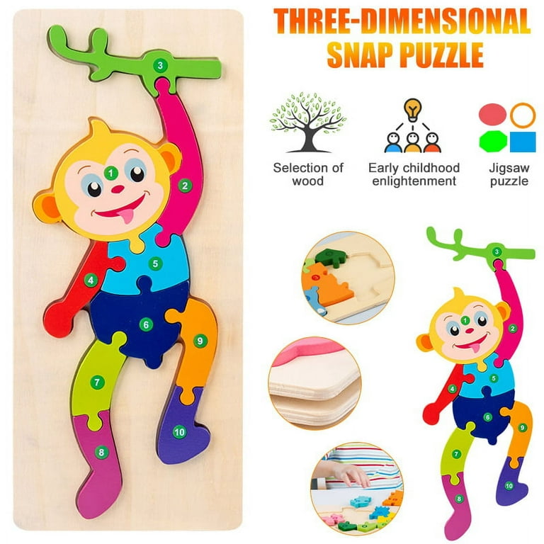 Amerteer Toddler Puzzles Wooden Puzzles for Kids Baby Brain Development Jigsaw Puzzles for 1 2 3 4 Year Old Boys Girls Preschool Montessori Toy with Bright Vibrant Colors Walmart