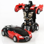 Amerteer Trading Robot Car Transforming Robot Toys 2 in 1 Button Deformation Vehicle Robot Car for 4 5 6 7 8 Toddler Infant Kids Boys Girls