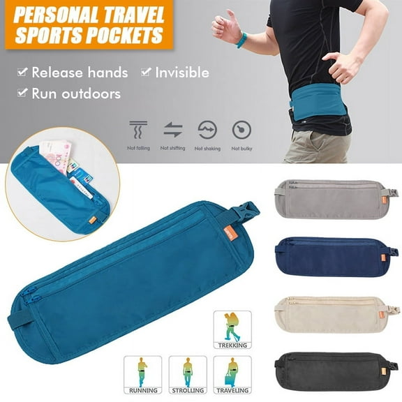 Amerteer Travel/Running Money Belt Waist Fanny Pack - Hands Free Way to Carry Phone, Passport, Keys, ID, Money & Ultra Light Travel Wallet - Adjustable, Water Resistant
