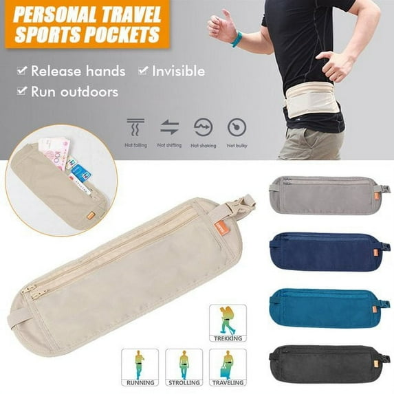 Amerteer Travel/Running Money Belt Waist Fanny Pack - Hands Free Way to Carry Phone, Passport, Keys, ID, Money & Ultra Light Travel Wallet - Adjustable, Water Resistant