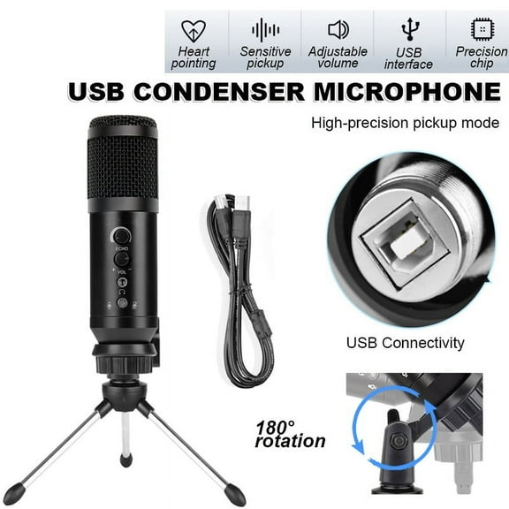 Amerteer USB Microphone, U800 Portable Plug &Play Home Studio USB Condenser Microphone for Skype, Recordings for YouTube, Google Voice Search, Games(Windows/Mac)
