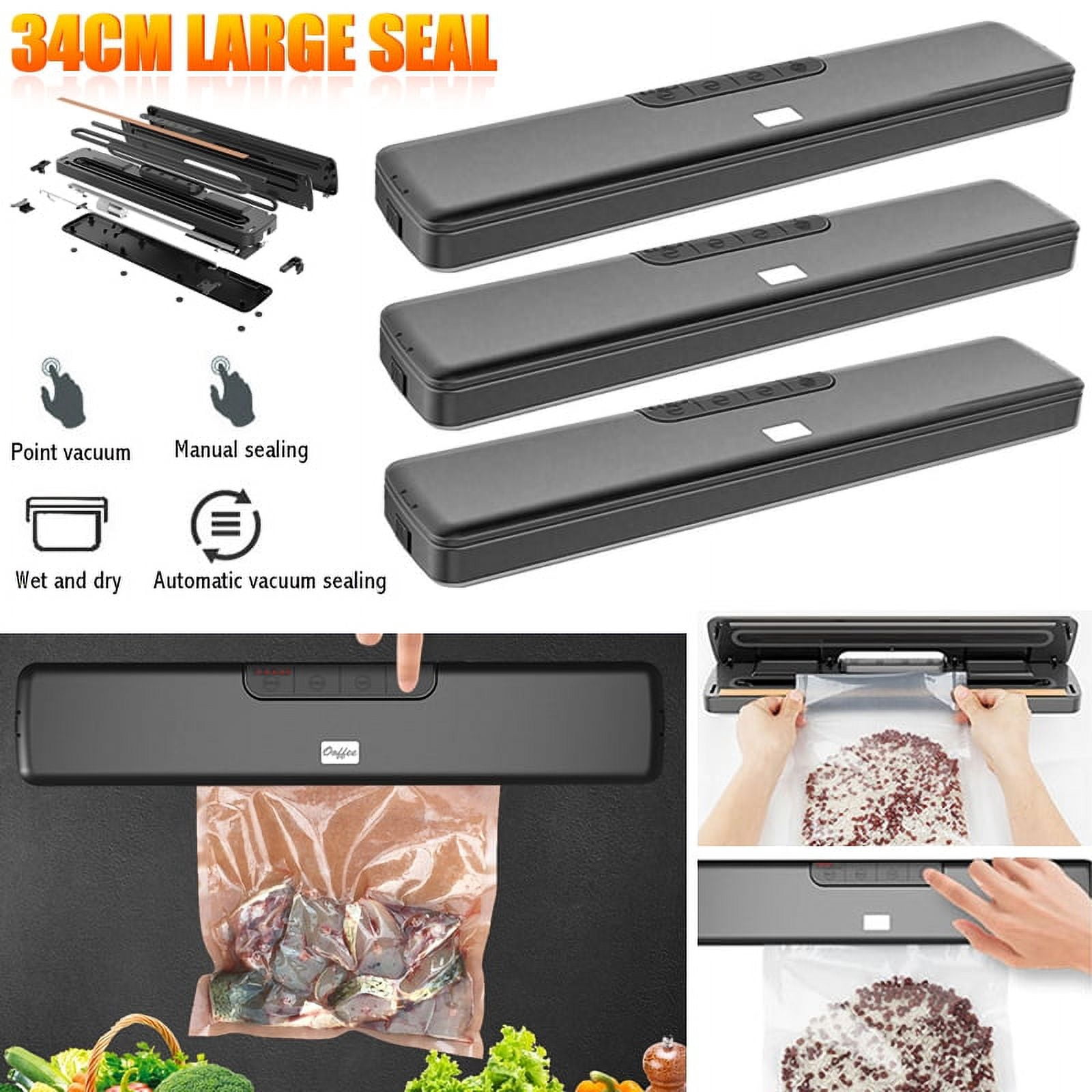 Amerteer Vacuum Sealer Machine, Automatic Food Saver with Air Sealing System, Dry Moist Modes with Low Noise, Food Sealer with 15 Pack Vacuum Sealer Bags