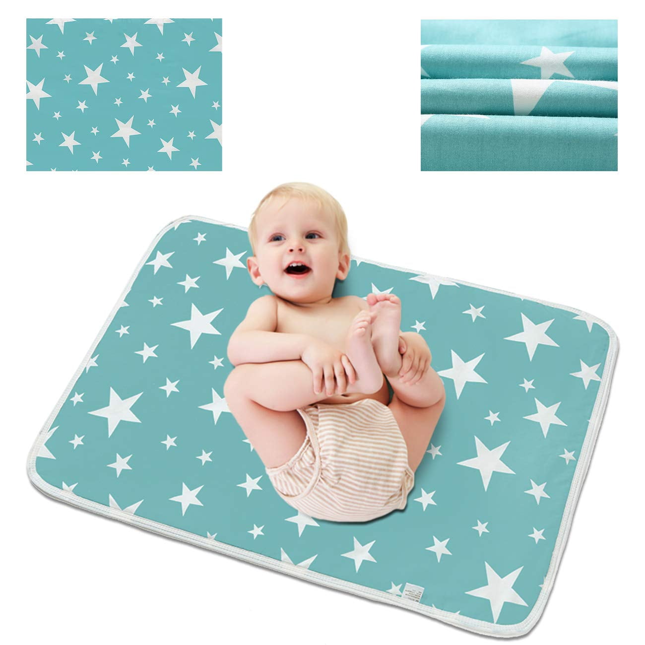Amerteer Waterproof Diaper Changing Pads Travel Friendly Super Soft Fabric Size 23.6 x 29.5 inches Washable Reusable Breathable Leak Proof Infant