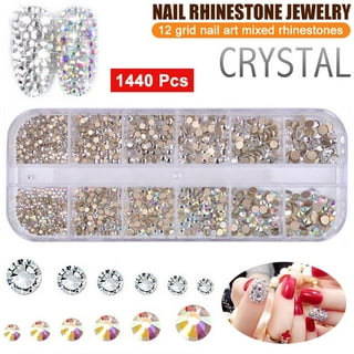TSV 3000Pcs Nail Rhinestones, Crystal Nail Art Gems, Flatback