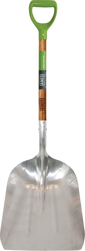 Ames 2672100 Scoop Shovel, 15 in W x 11-1/4 in L, Aluminum, 34-1/4 in, D-Grip Ash Wood Handle