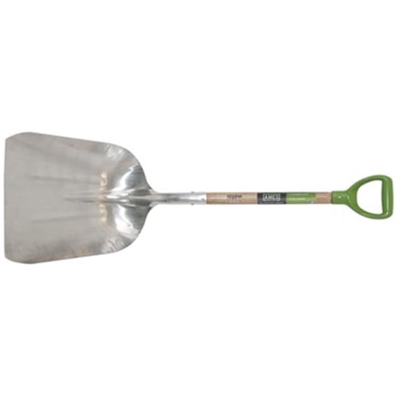 Ames 2672100 Scoop Shovel, 15 in W x 11-1/4 in L, Aluminum, 34-1/4 in, D-Grip Ash Wood Handle