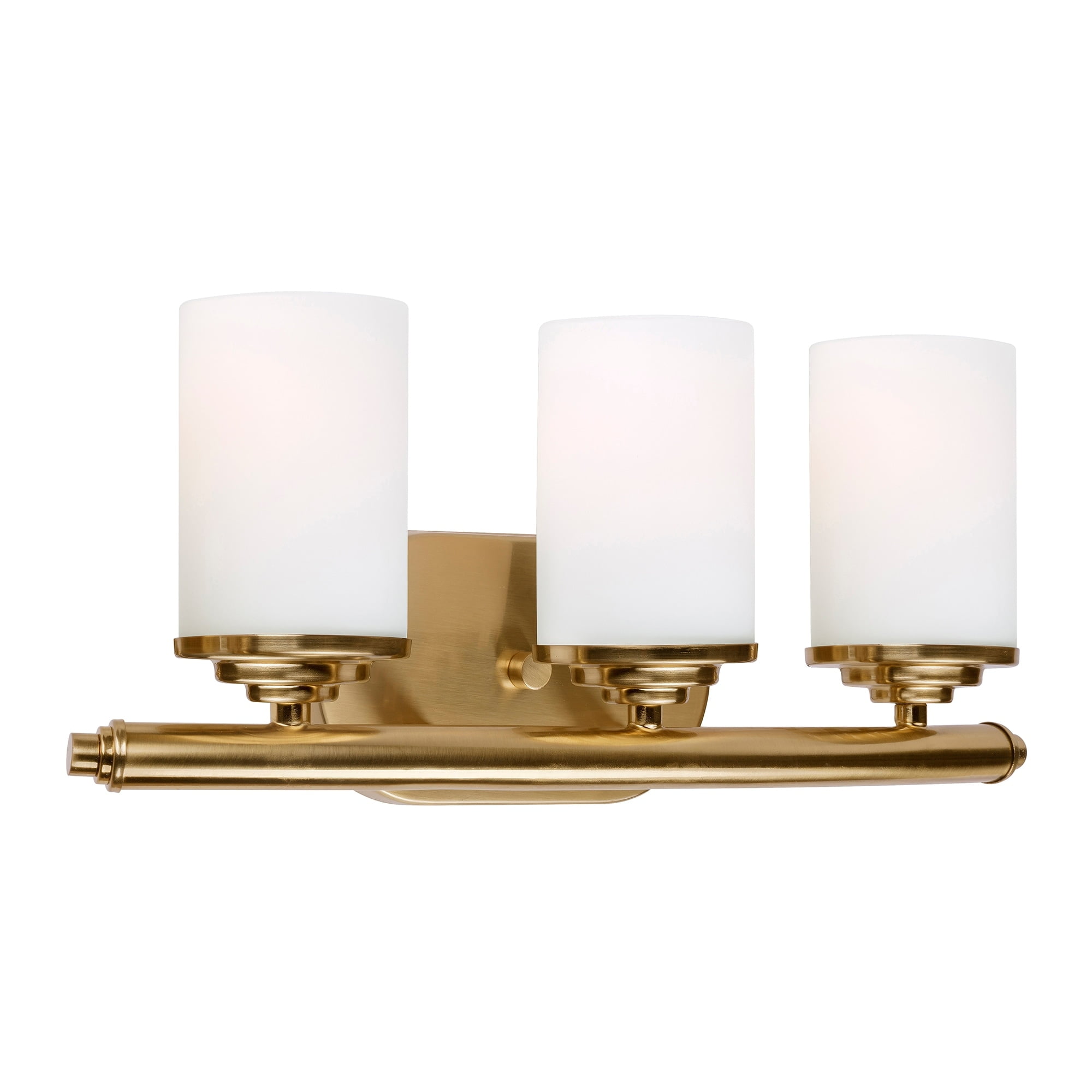 Ames Soft Gold Steel 3-Light Cylinder Bath Vanity Fixture