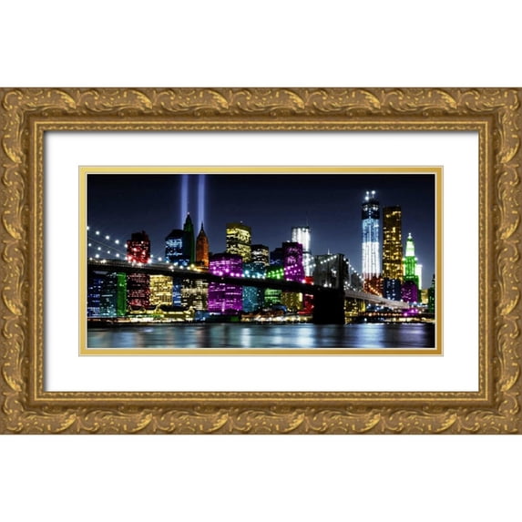 Ames, Carly 24x14 Gold Ornate Wood Framed with Double Matting Museum Art Print Titled - NYC In Living Color II