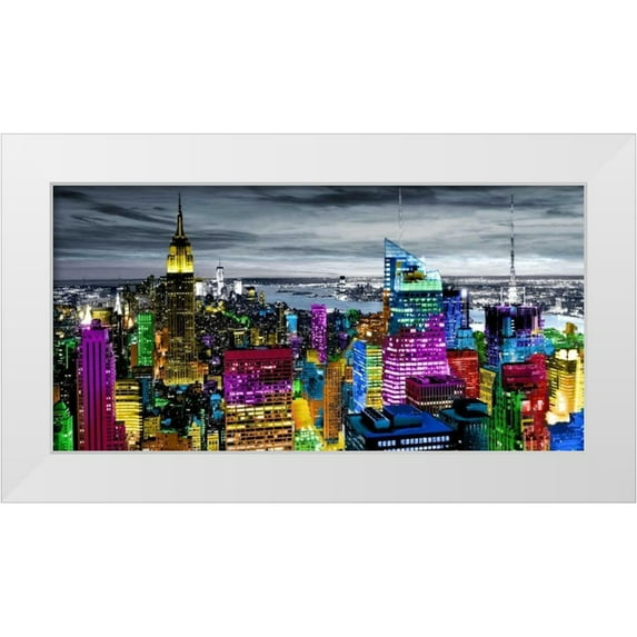 Ames, Carly 32x18 White Modern Wood Framed Museum Art Print Titled - NYC In Living Color I