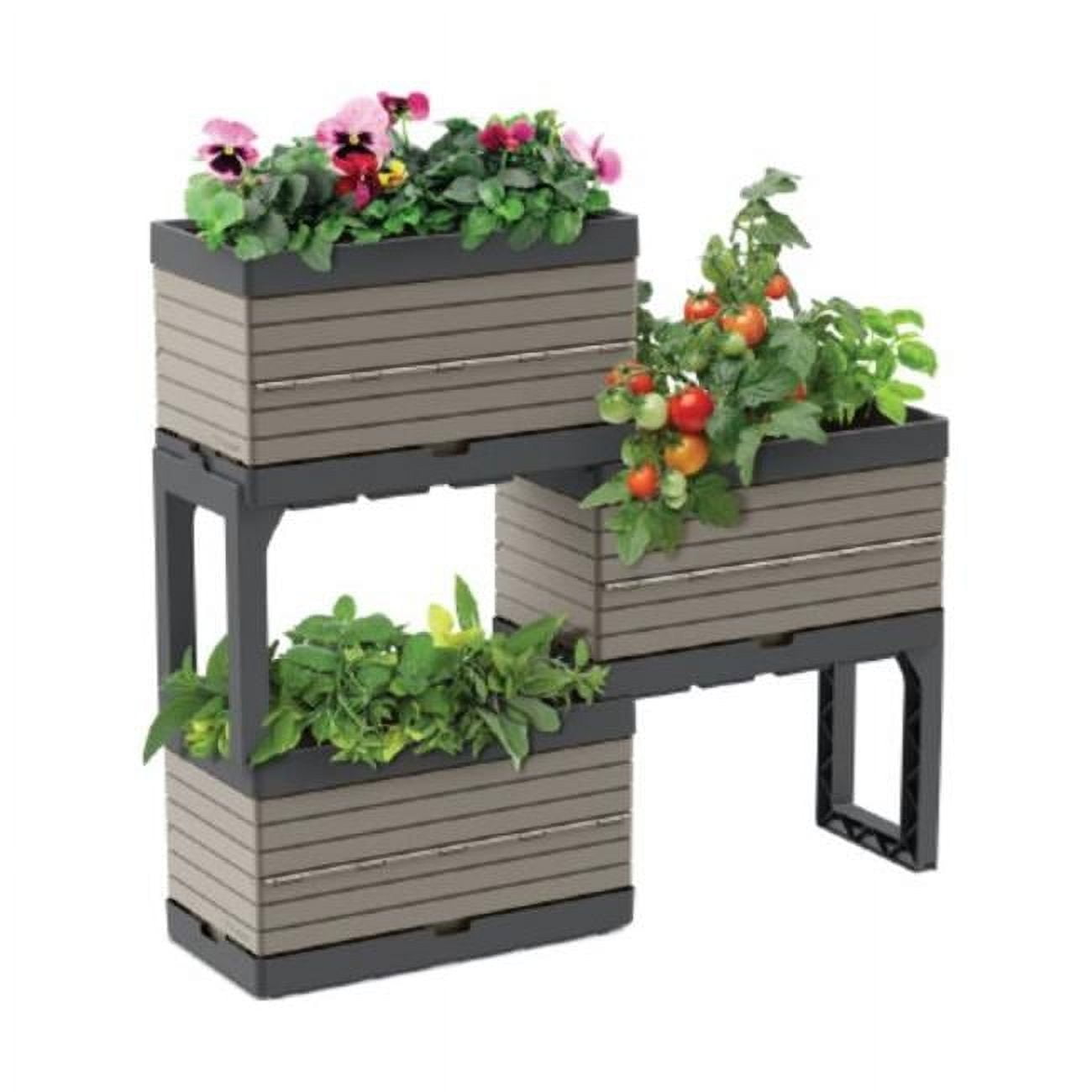 FlexSpace Gray Polypropylene Modular Raised Garden Bed Planter