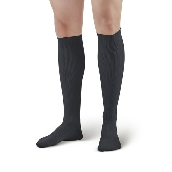 Ames Walker AW Style 100 Men's Dress 20-30 mmHg Firm Compression Knee High Socks Black Xlarge