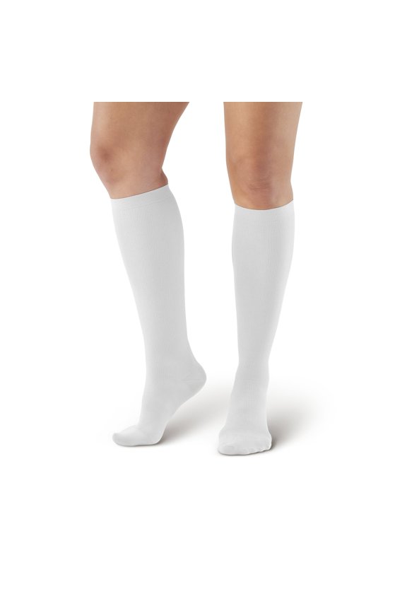 AW Style 1101 Women's 15-20 mmHg Moderate Compression Maternity Knee Socks White Large