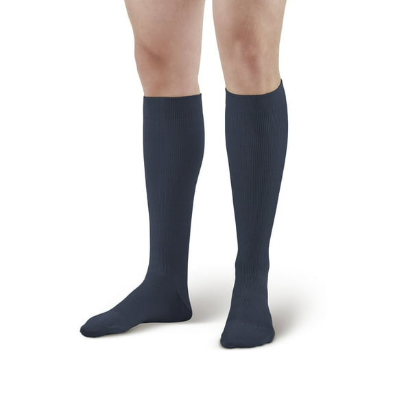 Ames Walker AW Style 111W Cotton 20-30 mmHg Firm Compression Knee High Socks Navy XLarge Wide