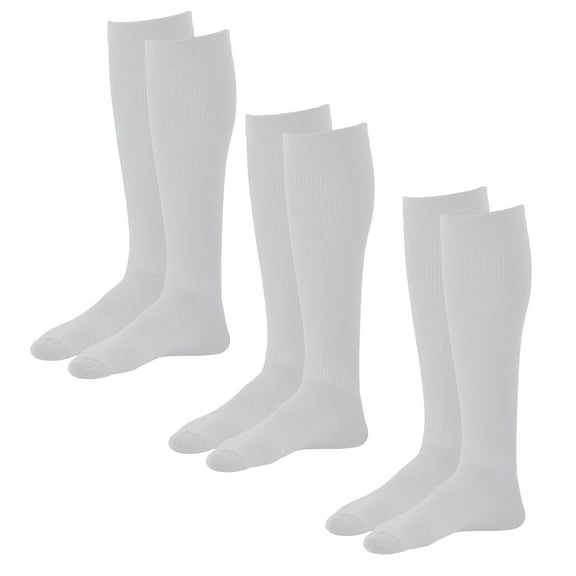 Ames Walker AW Style 122 Coolmax 15-20 mmHg Moderate Compression Knee High Socks (3-Pack) White XXLarge