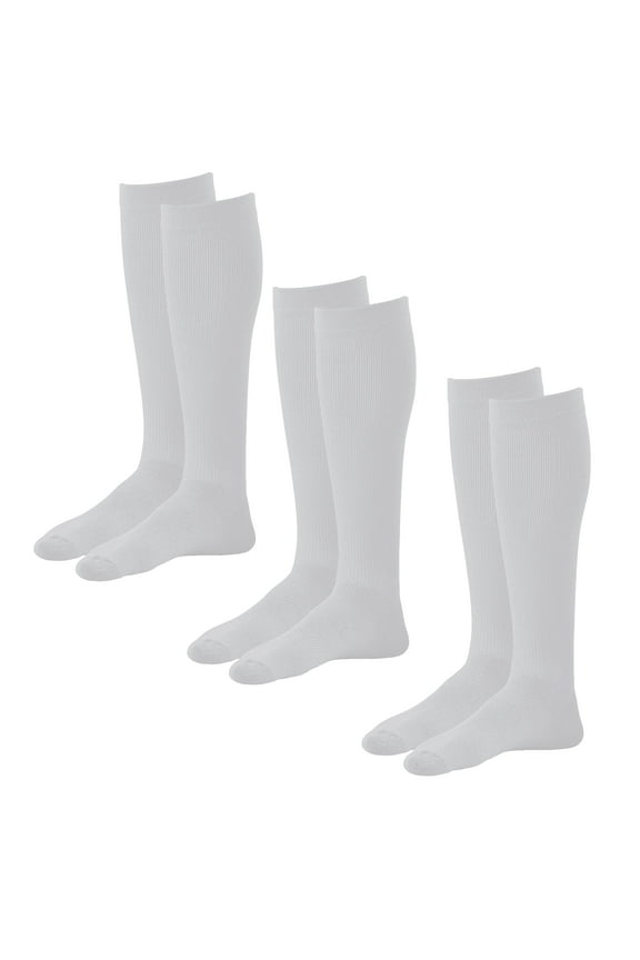 AW Style 122 Coolmax 15-20 mmHg Moderate Compression Knee High Socks (3-Pack) White Xlarge