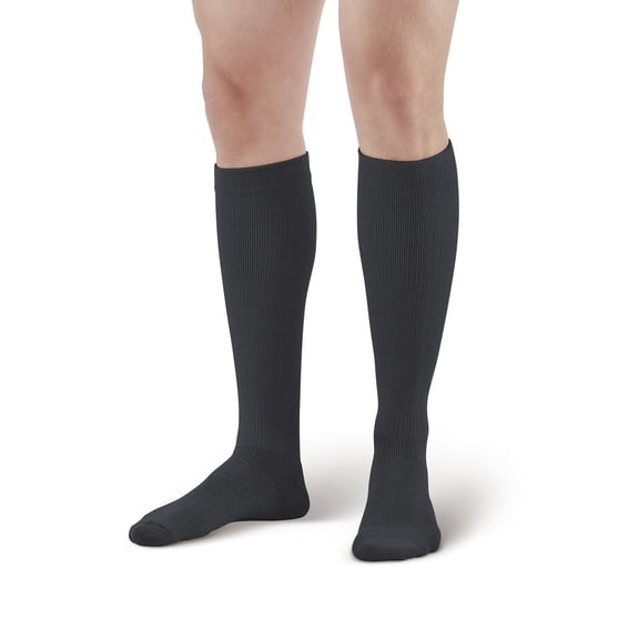 Ames Walker AW Style 122 Coolmax 15-20 mmHg Moderate Compression Knee High Socks Black Xlarge