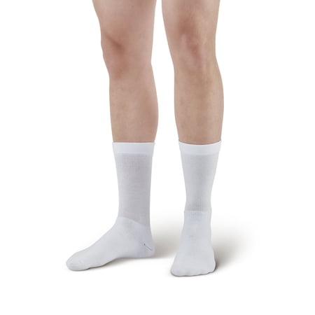 Ames Walker AW Style 130L Coolmax 15-20 mmHg Moderate Compression Crew Socks White Medium