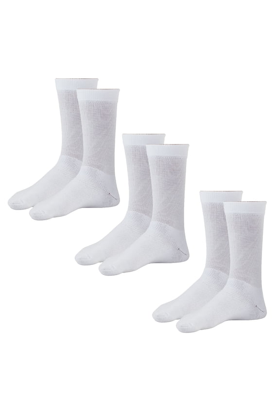 AW Style 131 Coolmax 8-15 mmHg Mild Compression Crew Socks (3-Pack) White Medium