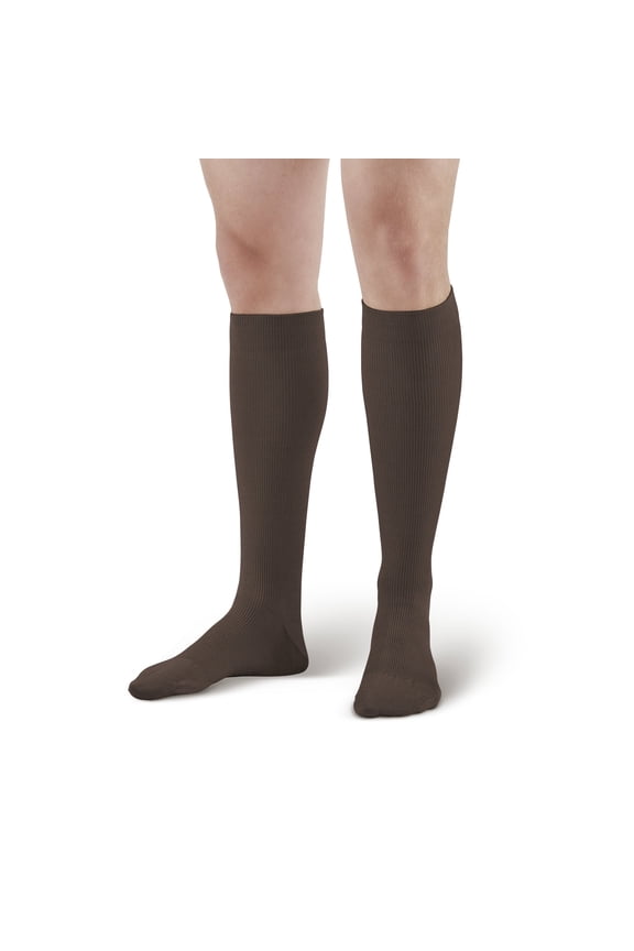 AW Style 132 Cotton 15-20 mmHg Moderate Compression Knee High Socks Brown Large