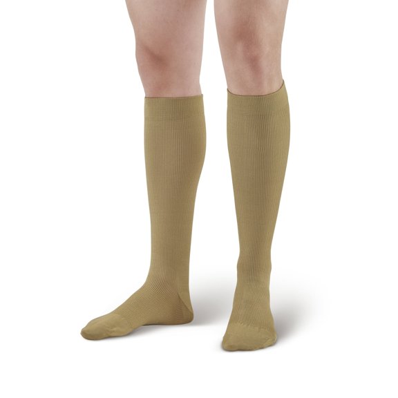 Ames Walker AW Style 132 Cotton 15-20 mmHg Moderate Compression Knee High Socks Khaki Xlarge