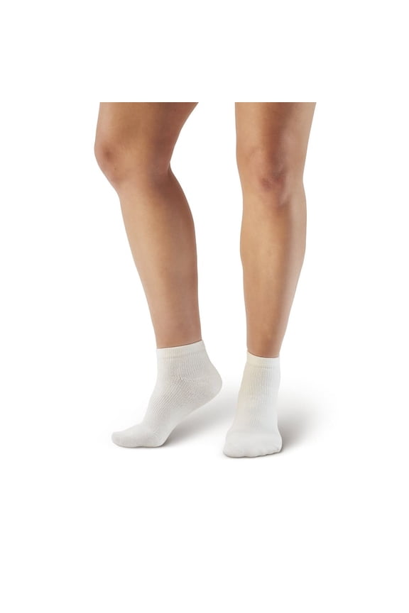 AW Style 141A Coolmax 8-15 mmHg Mild Compression Ankle Socks (3-Pack)White Small