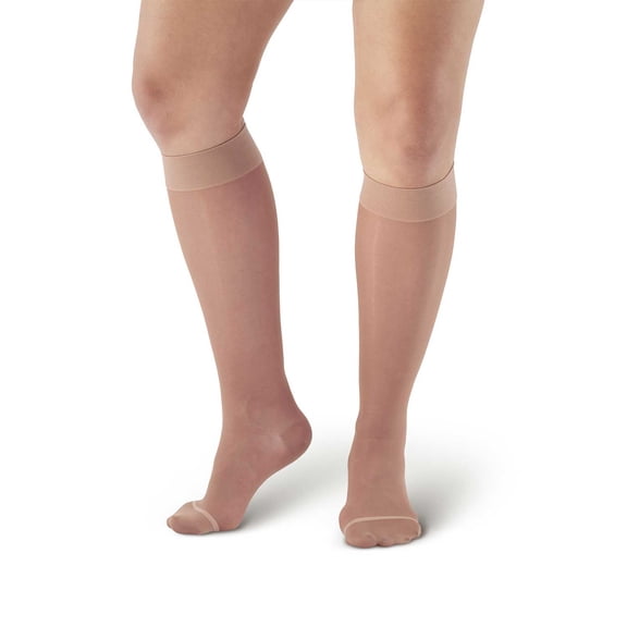 Ames Walker AW Style 18 Sheer Support 20-30 mmHg Firm Compression Knee High Stockings LtNude XXLarge