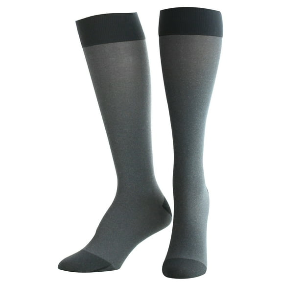 Ames Walker AW Style 191 Luxury Opaque Closed Toe 15-20 mmHg Moderate Compression Knee High Stockings Charcoal Medium