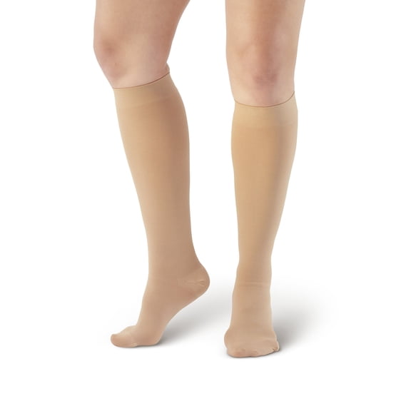 Ames Walker AW Style 200 Medical Support Closed Toe 20-30 mmHg Firm Compression Knee High Stockings Beige XLarge Wide Short