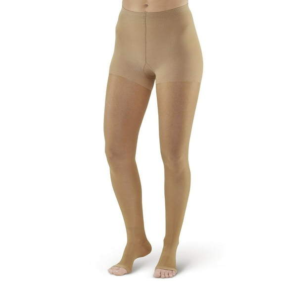 Ames Walker AW Style 268 Signature Sheers 20-30 mmHg Firm Compression Open Toe Pantyhose Silky Nude Medium