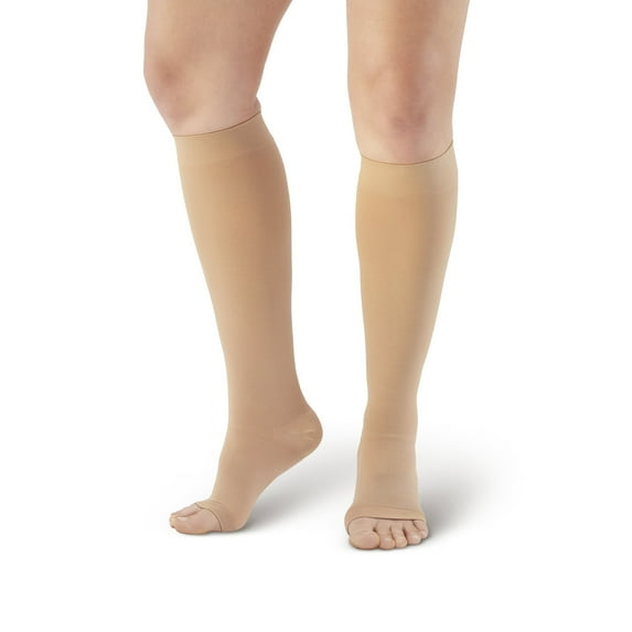 Ames Walker AW Style 301 Medical Support 30-40 mmHg Extra Firm Compression Open Toe Knee High Stockings Beige XXLarge Wide