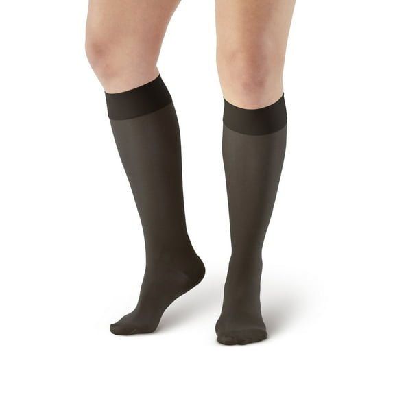 Ames Walker AW Style 380 Signature Sheers 30-40 mmHg Extra Firm Compresson Closed Toe Knee High Stockings Black Large